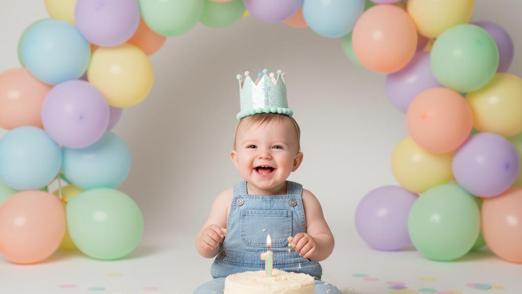 StudioShots AI birthday themed baby portrait