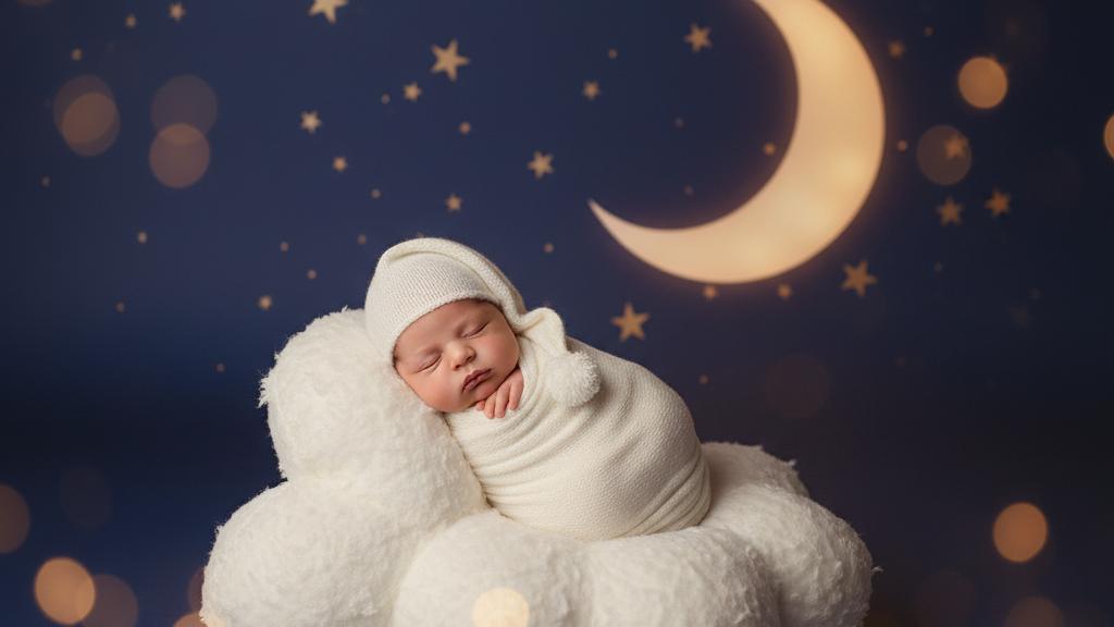 AI-generated starry night themed baby portrait by StudioShots